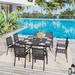 9-Piece Patio Dining Set 1 Large Square Metal Table and 8 Stackable Chairs
