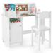 Costway Kids Desk and Chair Set Study Writing Workstation with Bookshelf & Bulletin Board White