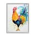 Modern Rooster Rainbow Splatter Animals & Insects Graphic Art Gray Framed Art Print Wall Art