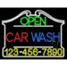 Everything Neon L100-7035 Car Wash Open with Phone Number Animated LED Sign 24 Tall x 31 Wide x 1 Deep