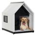 LANTRO JS Outdoor Dog House Sun Protection Dog Houses for Small Medium Large Sized Dogs Weatherproof Dog House with Slide Out Floor for Easy Cleaning