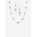 Women's Simulated Pearl Silvertone 2-Piece Station Necklace And Drop Earring Set 18"-21" by PalmBeach Jewelry in White