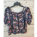 American Eagle Outfitters Tops | American Eagle Black Floral Off Shoulder Top Women's Size Medium | Color: Black | Size: M