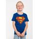 T-Shirt LOGOSHIRT "Superman" Gr. 170, grau (blau) Mädchen Shirts T-Shirts mit coolem Frontprint