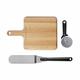 BakerStone Wood Pizza Peel Paddle 14 inch + Pizza Cutter Wheel + Stainles Steel Turner Spatula for Homemade Pizza,Set of 3
