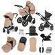Ickle Bubba Stomp Luxe All-in-One Travel System with Isofix Base (Galaxy) - Silver/Desert/Black