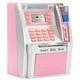 YaBao Pounds Version Electronic ATM Savings Bank Digital Piggy Money Bank Machine,Electronic Cash Box with Debit Card,Password Login,Voice Prompt,Coin Recognition,Targets Setting (Silver/Pink)