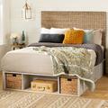 South Shore Avilla Storage Platform Bed w/ Baskets & Rattan Headboard Set Wood in Brown | 56.5 H x 61.75 W x 80.5 D in | Wayfair 15484