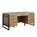 Wade Logan® Aukse Desk w/ Built in Outlets Wood/Metal in Black/Brown | 31 H x 66 W x 30 D in | Wayfair 66CCE74547E545F8B8364F3614C6A5D6