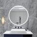 Ivy Bronx Crystalrose Bathroom Mirror, Wall Mirror, Led Mirror w/ Defogger & Bluetooth Music Speaker, Wood | 24 H x 24 W x 0.98 D in | Wayfair