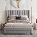 Latitude Run® Storage Bed Velvet Platform Bed w/ a Big Drawer Wood & /Upholstered/Velvet in Gray | 50.4 H x 58.2 W x 79.1 D in | Wayfair