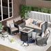 XIZZI 6 Piece Sofa Seating Group w/ Cushions Synthetic Wicker/All - Weather Wicker/Wicker/Rattan in Gray | Outdoor Furniture | Wayfair