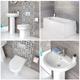 Milano - Ballam - White Modern Bathroom Suite with Straight Bath&44 Toilet wc and 1 Tap Hole Full Pedestal Basin Sink - Back To Wall Toilet