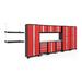 NewAge Products BOLD 3.0 Series Red 10-Piece Cabinet Set with Stainless Steel Top and Wall Mounted Shelves
