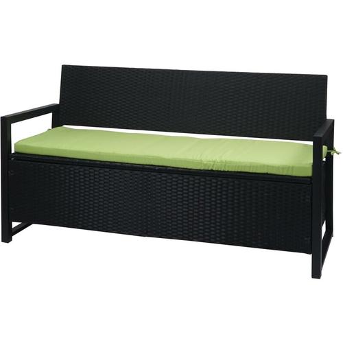 Poly-Rattan 3er Sitzbank HHG-596, Gartenbank Truhenbank, Staufach Aufbewahrung Sitzkissen