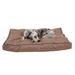Indoor Outdoor Jamison Faux Gusset Dog Bed, 42" L X 30" W X 4" H, Tan, Medium