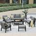 Ovios 7 Pieces Outdoor Furniture All-Weather Patio Conversation Set Wicker Sectional Sofa with 5 Cushions