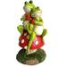 2 Green Frog Sitting on Mushroom Statue Creative Garden Resin Sculpture Frog Figurine Yard Lawn Outdoor Decor