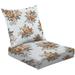 2-Piece Deep Seating Cushion Set brown flowers bunches grey leaves white Outdoor Chair Solid Rectangle Patio Cushion Set