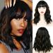 Dopi 14 Brown Wigs for Women Synthetic Curly Short Bob Wig with Bangs Wefed Wig Caps