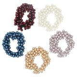 OUNONA 5 Pcs Pearl Hair Band Crystal Balls Hair Tie Handmade Cloth Beaded Hair Ring for Women Girls (Mixed Color)