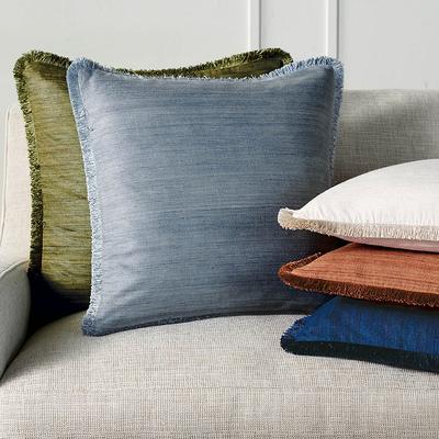 Set of 2 Marilia Silk Decorative Pillow Covers - Indigo , 20