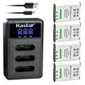 Kastar 4 Pack Battery and LCD Triple USB Charger Compatible with Pentax D-LI78 Battery Pentax D-BC78 Charger Pentax Optio L50 Optio M50 Optio M60 Optio S1 Optio V20 Optio W60 Optio W80