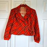 Anthropologie Jackets & Coats | Anthropologie Purrr Plaid Crop Blazer | Color: Orange/Red | Size: 6