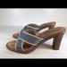 Coach Shoes | Coach Logo Slip On Heeled Sandals Blue Sz 8.5 | Color: Blue/White | Size: 8.5