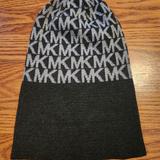 Michael Kors Accessories | Michael Kors Signature Logo Print Beanie Hat Gray Two Tone | Color: Gray | Size: Os