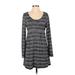 Casual Dress - A-Line Scoop Neck Long sleeves: White Print Dresses - Women's Size Small