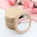 Mini miroir de maquillage portable en bois simple pour femme petits miroirs ronds beauté à main