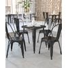 Flash Furniture Patio Dining Chair Black - Black Commercial-Grade Metal Indoor/Outdoor Table Set