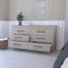 58inch 6-Drawer Rectangle Dresser-Light Oak/Light Grey