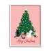 Merry Christmas Holiday Cats Holiday Graphic Art White Framed Art Print Wall Art