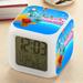 Wekity alarm clock 7-color LED square clock digital alarm clock with time temperature alarm clock and date suitable for living room and bedroom