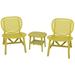 3-Piece Hollow Design Patio Table Chair Set All Weather Conversation Bistro Set Outdoor Table with Open Shelf and Lounge Chairs for Balcony Garden Yard Yellow