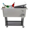 GZXS 80QT Iron Spray Cooler with Shelf Rolling Cooler for Outdoor Patio Deck Party Beer Coolers Cart Cover