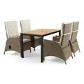 Greemotion 5-Piece Outdoor Patio Metal Dining Set with Reclining Chairs