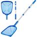 NOGIS Pool Skimmer - Pool Net with 3 Section Pole 17 x 35 Pool Skimmer Net with Fine Mesh Net Telescopic Aluminum Pole Plastic Frame Ultra-fine Pool Skimmer for Ponds Fish Tank Hot Tub