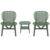 3 Pieces Patio Furniture Set Patio Table Chair Set Including 2 Chairs and Coffee Table All Weather Bistro Set Outdoor Table with Open Shelf and 2 Lounge Chairs for Balcony Garden Yard Green
