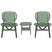 3 Pieces Patio Furniture Set Patio Table Chair Set Including 2 Chairs and Coffee Table All Weather Bistro Set Outdoor Table with Open Shelf and 2 Lounge Chairs for Balcony Garden Yard Green