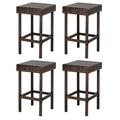 GZXS 4pcs Modern Bar Chair Brown Gradient Contemporary Rattan Bar Stools with Footrest