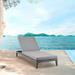 Armen Living Menorca Outdoor Patio Adjustable Chaise Lounge Chair in Aluminum with Grey Cushions