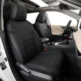 EKR Custom Fit RAV4 Car Seat Covers for Toyota RAV4 Adventure and TRD-Off Road 2019 2020 2021 2022 2023 2024 (NOT for Hybrid) - Full Set Leather (Black)