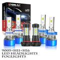 9005+H11+H16/5202 White LED Headlights Hi Lo Beam Fog Light Combo Bulb Pack of 6