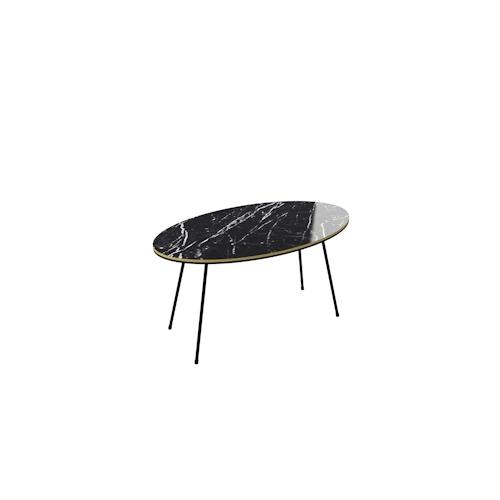moebel17 Couchtisch Marmor Optik Oval Schwarz 22126948