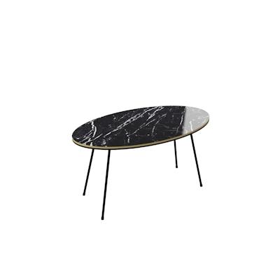 moebel17 Couchtisch Marmor Optik Oval Schwarz 22126948