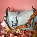 Coach Bags | Coach Light Blue Pebbled Leather Chelsea Double Silver Ring Flap Front Purse Bag | Color: Blue/Silver | Size: Os