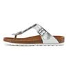 Zehentrenner LASCANA "Sandale, Pantolette, offener Schuh, Sommerschuh", Damen, Gr. 42, silber (weiß, silberfarben), Obermaterial: 100% Lederimitat. Futter: 100% Textilmaterial. Decksohle: 100% Rindsleder. Laufsohle: 100% Synthetik, metallic,...